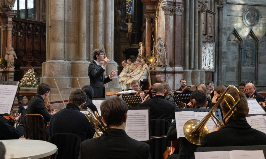 A photograph of the Cathedral Orchestra playing.